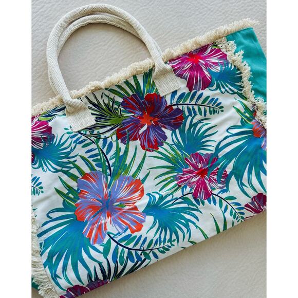Beach Bag Tote, Ocean floral Beach Bags Pool Bag Shoulder Travel Tote - Picture 9 of 9